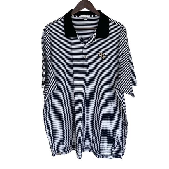 Peter Millar Black and White Striped UCF Polo - XXL - Picture 1 of 5